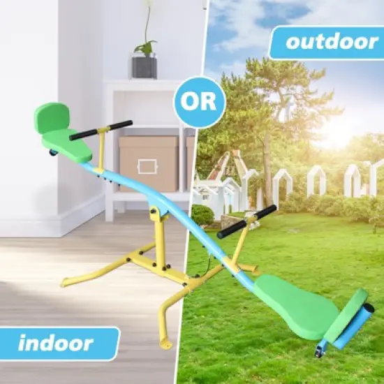 DSVIMOY Children's Seesaw, Double Person 360&deg; Rotating Seesaw with Backrest, Indoor And Outdoor Playground, Multicolor, 104"*36"*28" image {4}