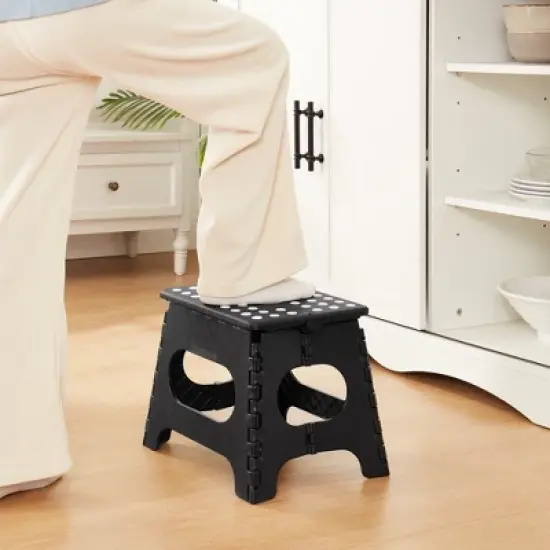 VECELO Folding Step Stool 11/13 in. Non-Slip Surface Portable Foldable  1 Step Stool  with Carry Handle, Heavy Duty Stool image {9}