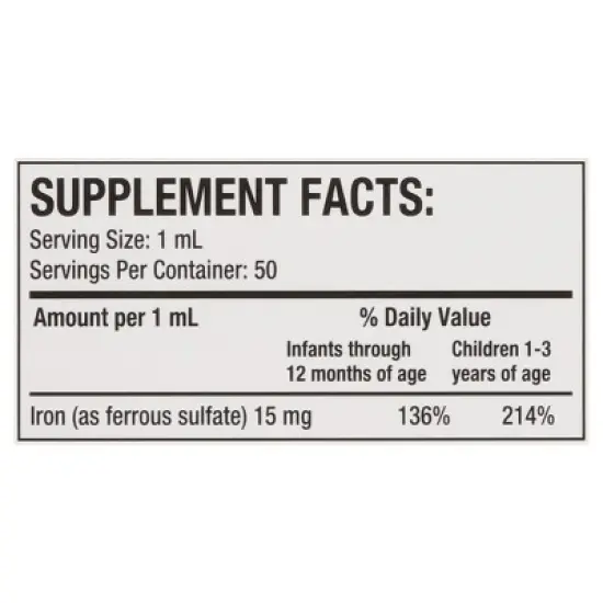 Leader 15 mg Infant & Toddler Cherry Flavor Iron 1.67 fl oz image {8}