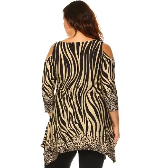 Women's Plus Size Antonia Cold Shoulder Tunic with Pockets - White Mark image {2}