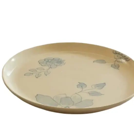 SEVOBAL Serving Platters Handcrafted Ceramic Floral Side Plate, Elegant Dining Accent for Everyday and Entertaining, Off-White, 10.04"*10.04"*0.98" image {5}