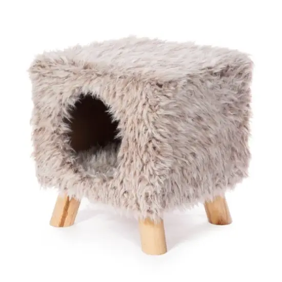 Prevue Pet Products Kitty Power Paws Plush Cozy Cube Cat Bed and Stool. image {6}