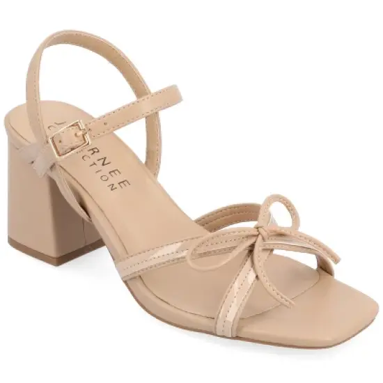 Journee Collection Womens Issmia Two Tone Covered Block Heel Multi Strap Sandals image {12}