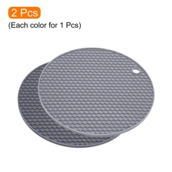 Unique Bargains Silicone Heat Resistant Non-slip Flexible Trivet Mat Deep Gray, Light Gray 2 Pcs image {2}