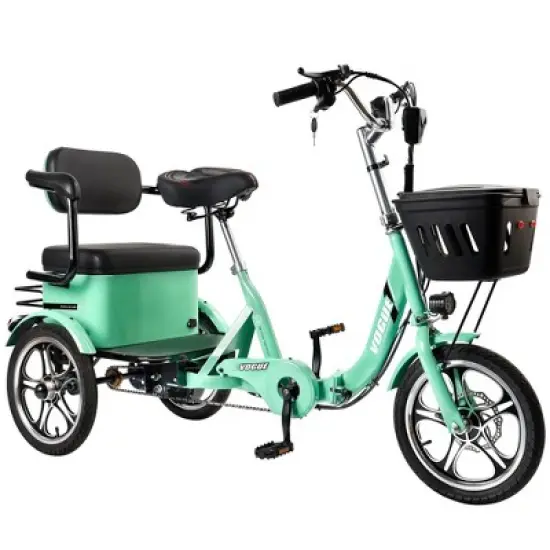 Topteng Electric Trike for Adult, Folding Three-Wheel E-Bike with Rear Seat and Thickened Tire image {13}