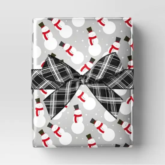 30&rdquo; 25 sq ft Christmas Roll Wrap Snowman on Silver - Wondershop&trade; image {1}