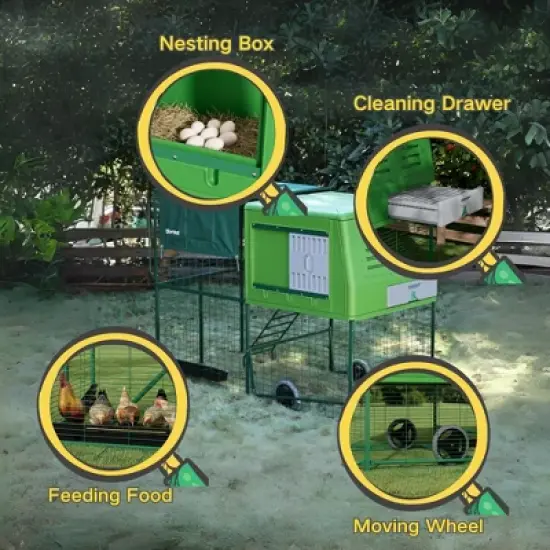 Decksplore Weatherproof HDPE Chicken Coop Expandable Design with Wheels image {3}