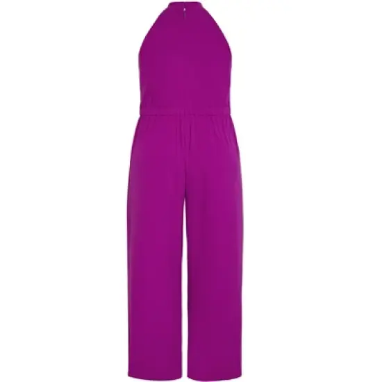 Women's Plus Size Class Front Frill Jumpsuit - Magenta | CITY CHIC image {4}