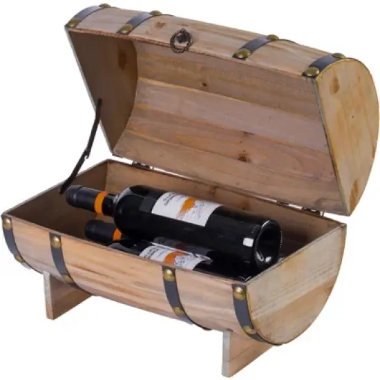 Wooden Wine Barrel Shaped Treasure Chest Vintage Decorative Wine Holder image {7}