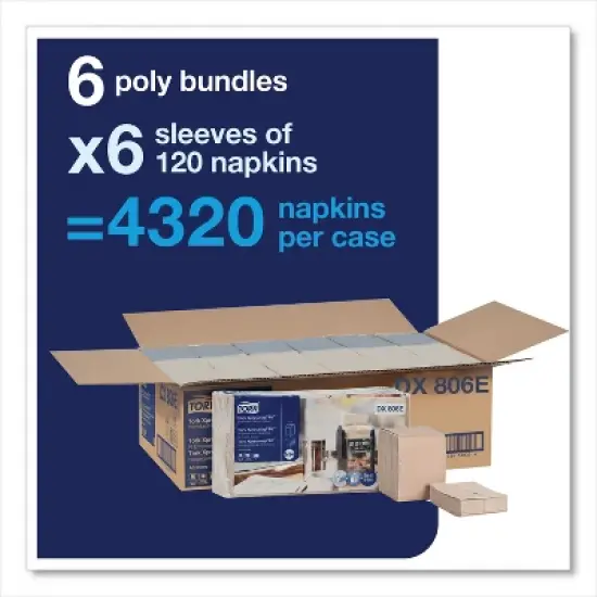 Tork Xpressnap Fit Interfold Dispenser Napkins, 2-Ply, 6.5 x 8.39, Natural, 120/Pack, 36 Packs/Carton image {3}