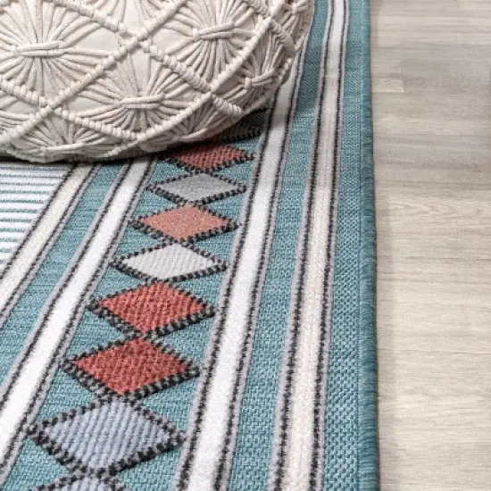 JONATHAN Y Sebastian High-Low Modern Diamond Border Classic Indoor/Outdoor Area Rug  image {7}