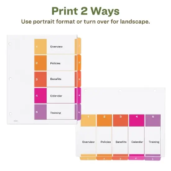 Avery Ready Index Customizable Table of Contents Asst Dividers 5-Tab Ltr 3 Sets 11080 image {7}