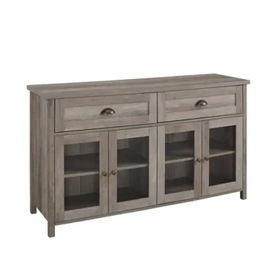 Millia Transitional Farmhouse 4 Door Sideboard with Glass Panels - Saracina Home image {10}