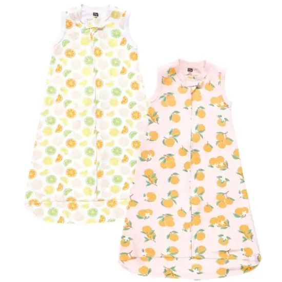 Hudson Baby Infant Girl Interlock Cotton Sleeveless Sleeping Bag, Citrus Orange image {4}
