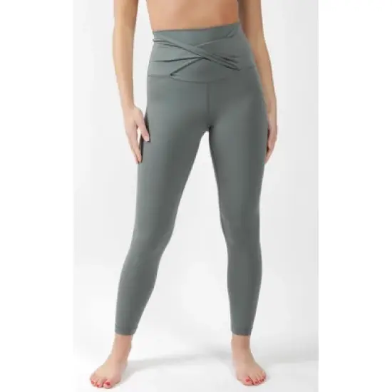 Yogalicious - Women's  Lux Super High Rise Ankle Leggings with Elastic Free Criss Cross Waistband image {6}