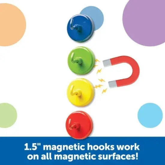 Learning Resources Super Strong Magnetic Hooks 4pc Sign Holders Classroom Hooks Teacher Supplies: Metal Teaching Aid for Kindergarten image {4}