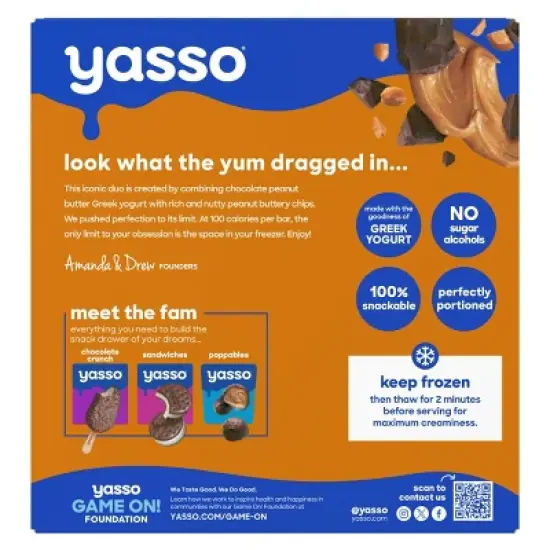 Yasso Frozen Greek Yogurt - Chocolate Peanut Butter Chip Bars - 4pk/14 fl oz image {1}