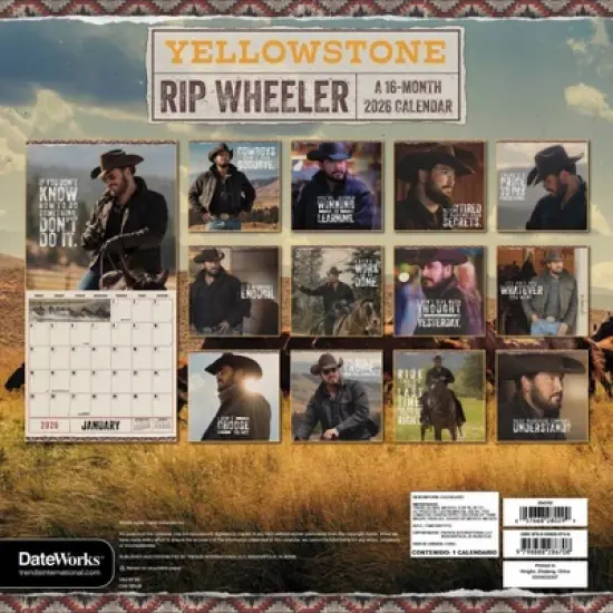 Trends International 2026 Yellowstone Bilingual French Rip Wheeler 12"x12" Wall Calendar image {3}
