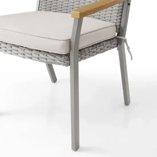 SONGMICS HOME Sencillo Collection - Dining Chair, Armchair, Patio Chair, with Faux Wood Armrests, Modern and Transitional Style,Gray and Beige image {6}