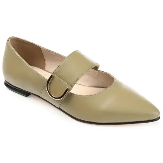 Journee Signature Womens Genuine Leather Emerence Loafer Pointed Toe Slip On Flats image {10}