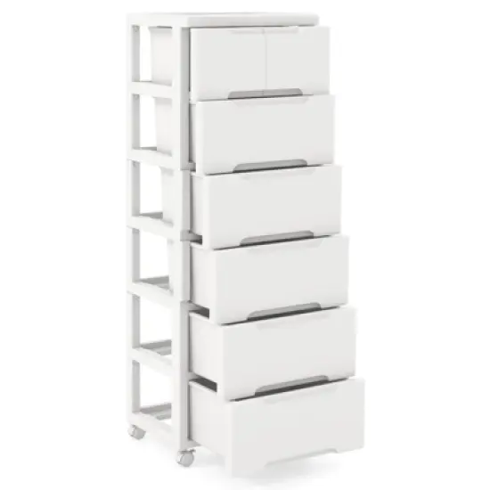 Costway 1/2 PCS 7-Drawer Plastic Rolling Storage Cart with 4 Universal Wheels Dresser Cabinet image {9}
