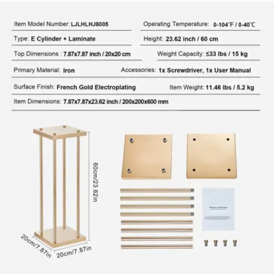 VEVOR 4PCS Gold Metal Column Wedding Flower Stand, 23.6inch High With Metal Laminate, Vase Geometric Centerpiece Stands, Cylindrical Floral Display image {3}