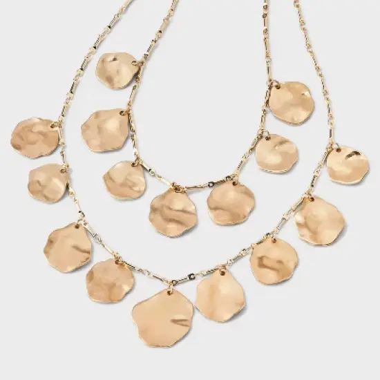 Wavy Disk Charm Necklace Set 2pc - Universal Thread&trade; Gold image {3}