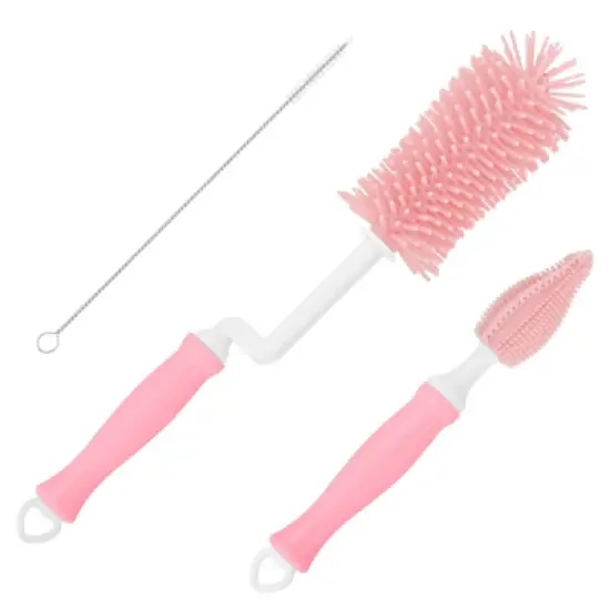 Unique Bargains Silicone 360 Rotation Curved Handle Bottle Cleaning Brush image {4}