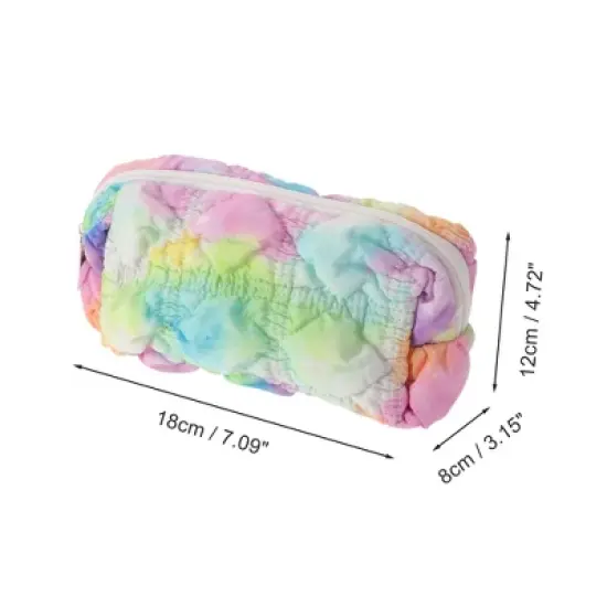 Unique Bargains Ruffled Clouds Rainbow Bubbles Grid Makeup Bag Small 1 Pc image {1}
