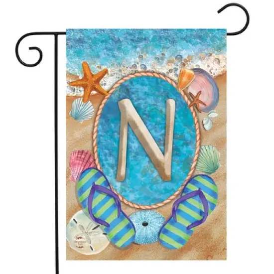 Briarwood Lane Summer Garden Flag 18x12.5 For Outdoor Summer Monogram Letter N Garden Flag Flag For Summer Garden Flag Flags For Outside image {1}
