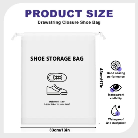 Fosmon 1 Pack Shoe Bags for Travel, Drawstring Shoe Bag Organizer, Travel Shoe Bags for Packing in Suitcase Gym Travelling, Waterproof Shoe Travel Bag image {5}