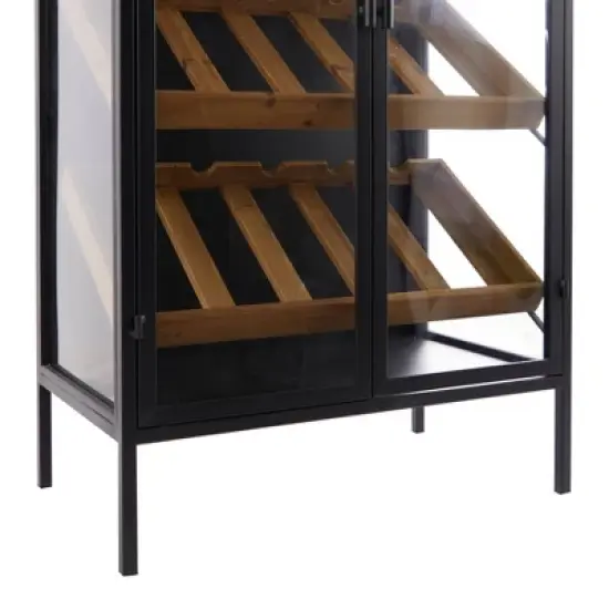 Modern Wood Standing Wine Rack Black - Olivia & May image {4}