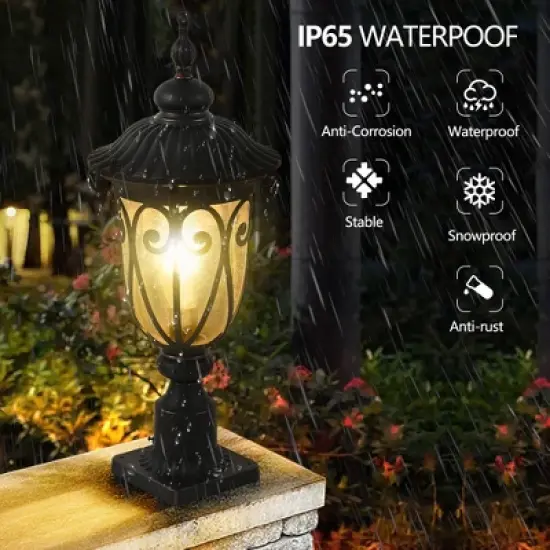 Gulches 12-94.5" Solar Lantern Post, Adjustable Height, Weatherproof, Vintage/Contemporary Design for Yard & Driveway image {3}