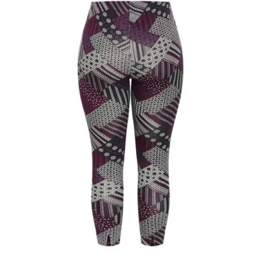Women's Plus Size Geo Pant - plum | AVENUE image {4}