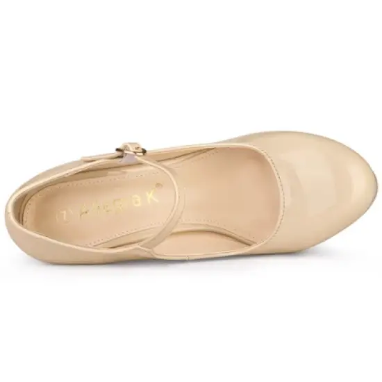 Allegra K Women's Platform Round Toe Ankle Strap Stiletto High Heel Pumps image {4}