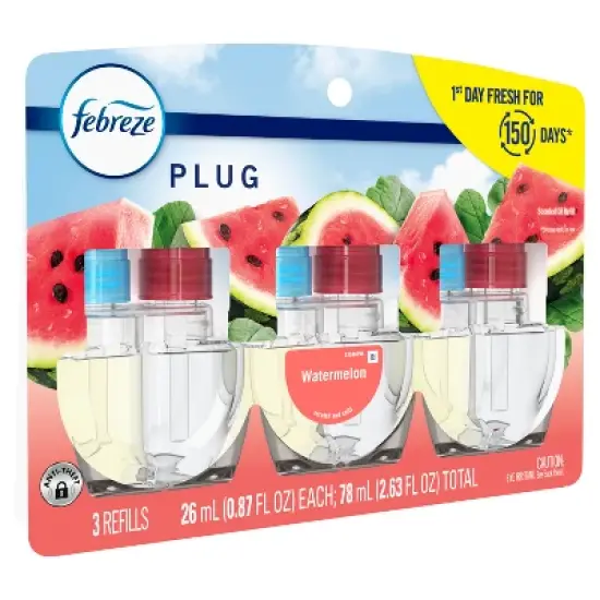 Febreze Plug Triple Refill Air Freshener Sweet Watermelon Vine - 3ct image {6}