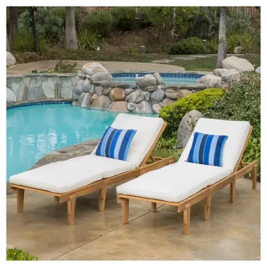Ariana 2pk Acacia Wood Chaise Lounge - Christopher Knight Home image {1}