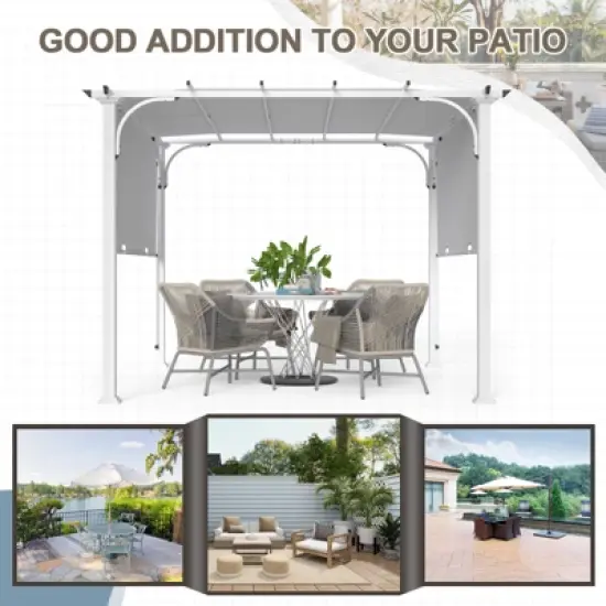 EAGLE PEAK 10'x10' Outdoor Pergola Canopy, Retractable Textilene Shade image {5}