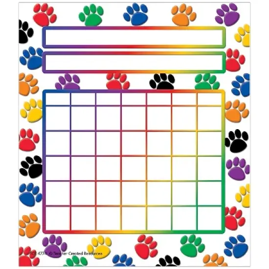 Teacher Created Resources Colorful Paw Prints Incentive Charts 5.25" x 6" 36 Sheets Per Pack 6 Packs image {1}
