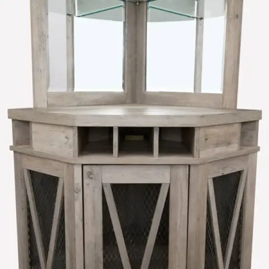 Corner Bar with Mesh Door Stone Gray - Home Source image {7}