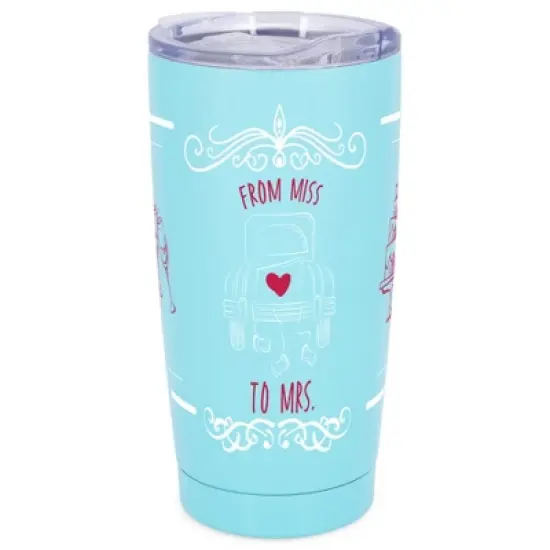 Elanze Designs From Miss to Mrs. Just Got Married Vintage Car Wrap-Around Design 20 Ounce Stainless Steel On-The-Go Coffee Mug, Thermal Travel Tumbler image {5}