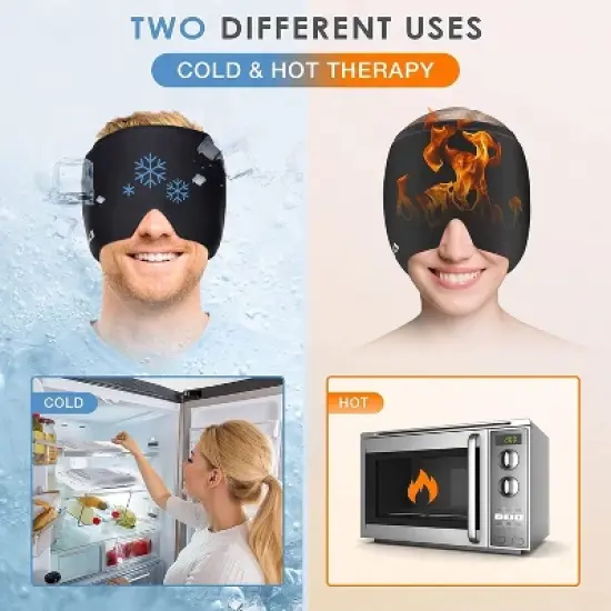 Maison Products Headache Relief Form Fitting Gel Ice Cap for Migraine, Hot Cold Therapy Migraine Ice Head Wrap, Puffy Eyes, Tension, Sinus, Stress Relief image {1}