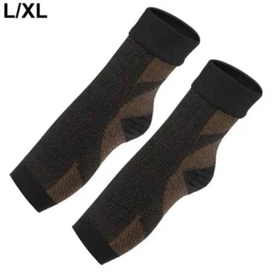 Unique Bargains Ankle Support Swelling Eases Foot Sleeve Brace Black Brown 1 Pair image {3}