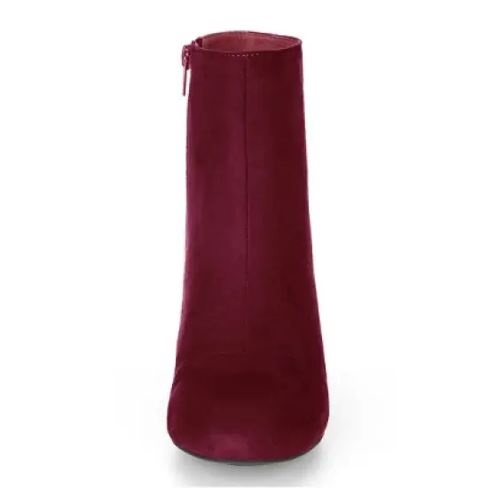 Allegra K Women Round Toe Side Zipper Block Heel Ankle Boots image {1}