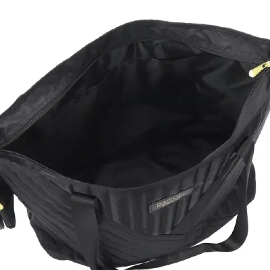 Rachel Rachel Roy Black Quilted Fabric 21" Weekender Tote image {4}
