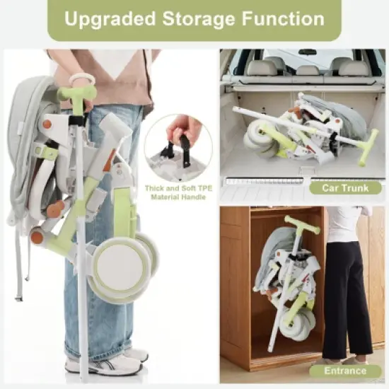 Aukfa 7-in-1 Tricycle, Foldable design, adjustable handle/seat, retractable canopy & removable pedals/guardrail, for 1-6 Years Old Boys & Girls Gift image {2}