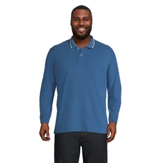 Lands' End Men's Comfort First Long Sleeve Solid Mesh Polo image {9}