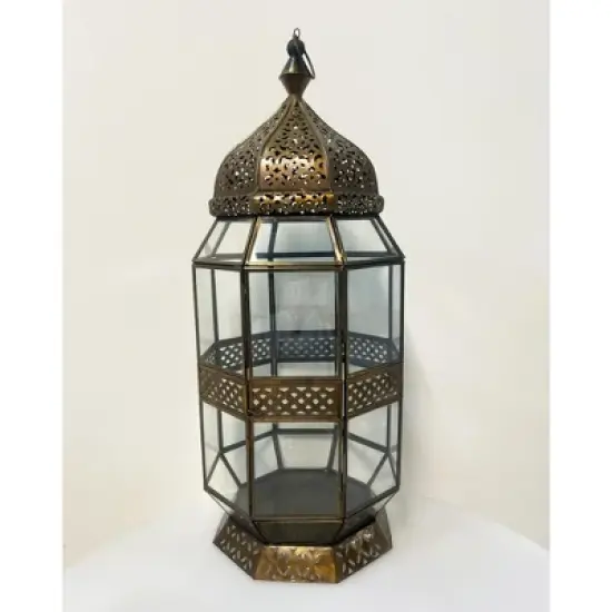 Essential Decor & Beyond 22" Moroccan Metal Hanging Lantern Decorative Accent image {1}