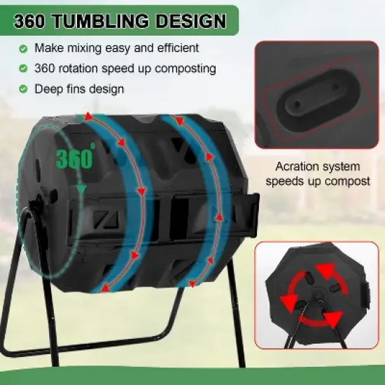 BestMassage Compost Bin 43 Gallion Outdoor Compost Tumbler for Garden Patio image {2}