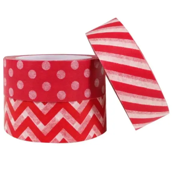 Wrapables Ravishing Red Japanese Washi Masking Tape (Set of 3) image {2}